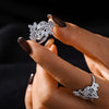 Wholesale Women's 316L Stainless Steel 18K Gold Plated Geometric Leaf Splicing Open Ring
