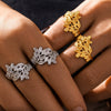 Wholesale Women's 316L Stainless Steel 18K Gold Plated Geometric Leaf Splicing Open Ring