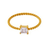 Wholesale Women's 316L Stainless Steel 18K Gold Plated Geometric Pattern Fine Twist Square Zircon Diamond Ring Light Luxury Style