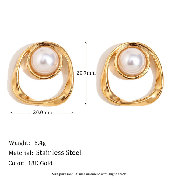 Wholesale Women's Stainless Steel 18K Gold Plated Geometric Petal Earrings With Electroplating For Fashionable Style