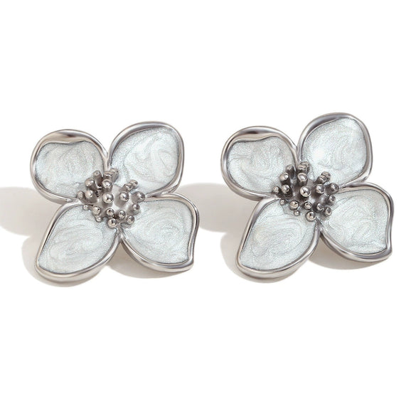 Wholesale Women's Stainless Steel 18K Gold Plated Geometric Petal Earrings With Electroplating For Fashionable Style