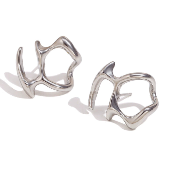 Wholesale Women's Stainless Steel 18K Gold Plated Geometric Petal Earrings With Electroplating For Fashionable Style