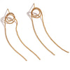 Wholesale Women's Stainless Steel 18K Gold Plated Geometric Simple Style Woven Long Tassel Earrings