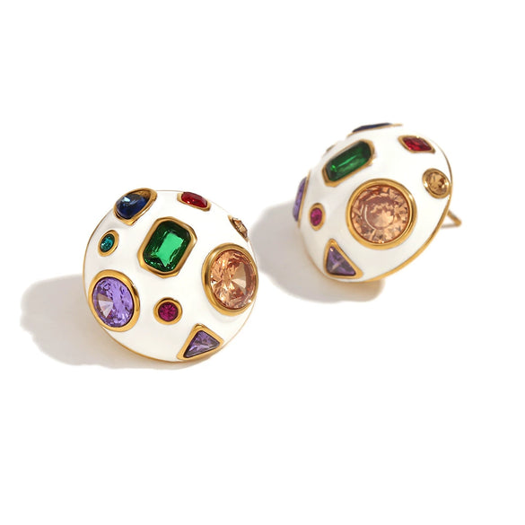 Wholesale Women's Stainless Steel 18K Gold Plated Geometric Spherical Earrings