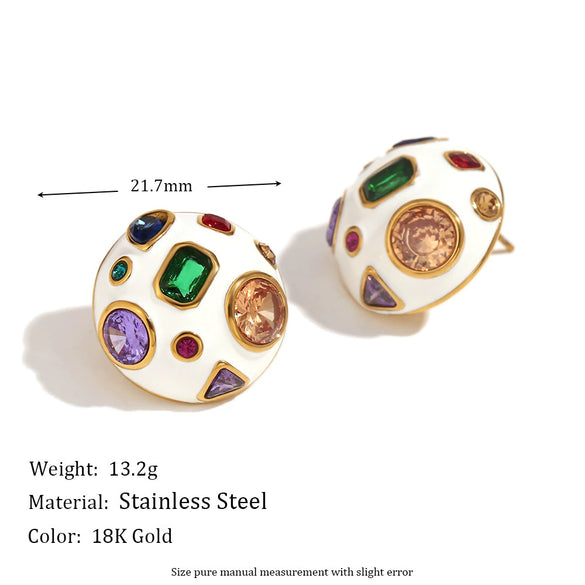 Wholesale Women's Stainless Steel 18K Gold Plated Geometric Spherical Earrings