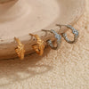 Wholesale Women's Stainless Steel 18K Gold Plated Geometric Spiral Twisted Fashion Earrings