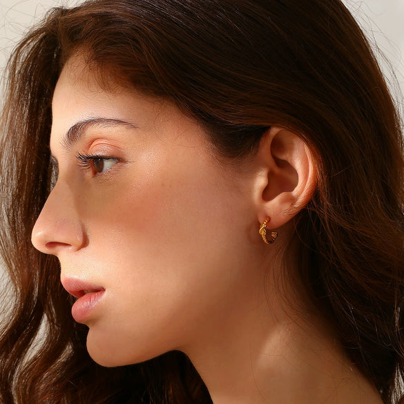 Wholesale Women's Stainless Steel 18K Gold Plated Geometric Spiral Twisted Fashion Earrings