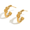 Wholesale Women's Stainless Steel 18K Gold Plated Geometric Spiral Twisted Fashion Earrings