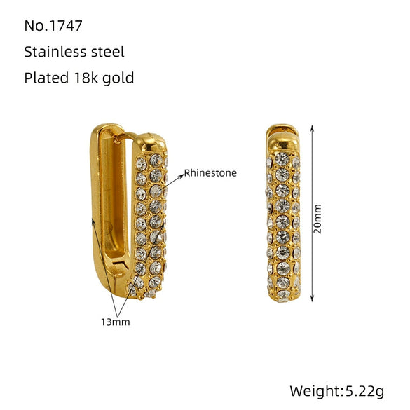 Wholesale Women's Stainless Steel 18K Gold Plated Geometric U Shaped Earrings