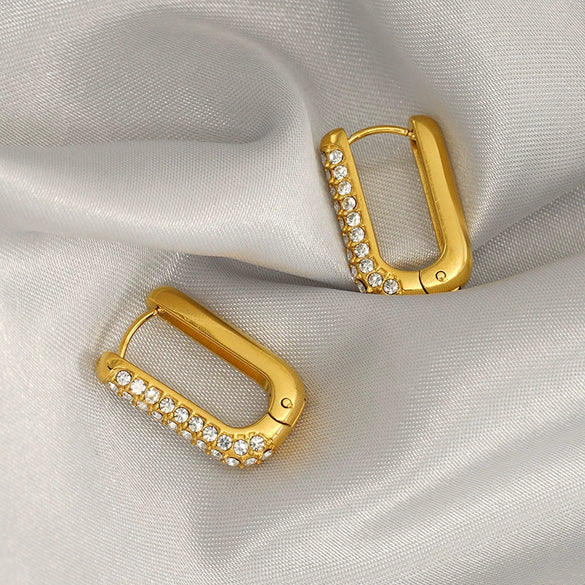 Wholesale Women's Stainless Steel 18K Gold Plated Geometric U Shaped Earrings