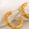 Wholesale Women's Stainless Steel 18K Gold Plated Geometric Ushaped Asymmetrical Texture Light Luxury Earrings