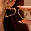 Wholesale Women's Stainless Steel 18K Gold Plated Heart Geometric Fashion Earrings