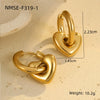 Wholesale Women's Stainless Steel 18K Gold Plated Heart Shape Geometric Fashion Earrings