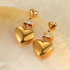 Wholesale Women's Stainless Steel 18K Gold Plated Heart Shape Geometric Fashion Earrings