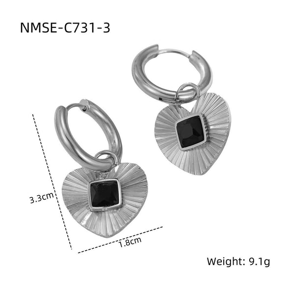 Wholesale Women's Stainless Steel 18K Gold Plated Heart Shape Geometric Fashion Earrings