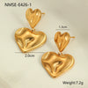 Wholesale Women's Stainless Steel 18K Gold Plated Heart Shape Geometric Fashion Earrings