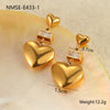 Wholesale Women's Stainless Steel 18K Gold Plated Heart Shape Geometric Fashion Earrings