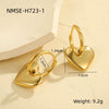 Wholesale Women's Stainless Steel 18K Gold Plated Heart Shape Geometric Fashion Earrings