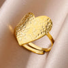 Wholesale Women's Stainless Steel 18K Gold Plated Heartshaped Geometric Open Ring With Electroplating