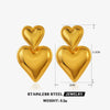 Wholesale Women's Stainless Steel 18K Gold Plated Love Double Peach Heart Earrings