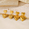 Wholesale Women's Stainless Steel 18K Gold Plated Love Double Peach Heart Earrings