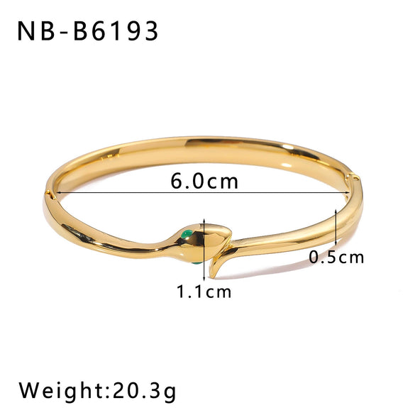Wholesale Women's Stainless Steel 18K Gold Plated Snake Geometric Necklaces Bracelets And Rings Inlaid With Colorful Zircons