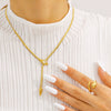 Wholesale Women's Stainless Steel 18K Gold Plated Snake Geometric Necklaces Bracelets And Rings Inlaid With Colorful Zircons