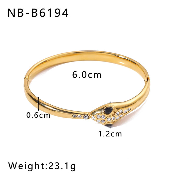 Wholesale Women's Stainless Steel 18K Gold Plated Snake Geometric Necklaces Bracelets And Rings Inlaid With Colorful Zircons
