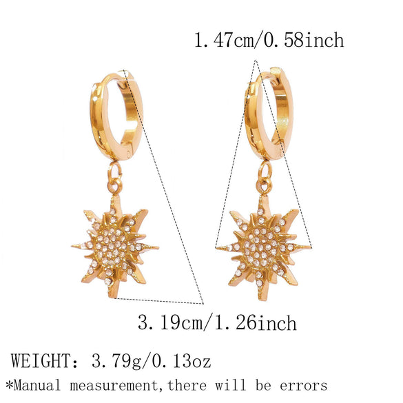 Wholesale Women's Stainless Steel 18K Gold Plated Star Earrings With Exaggerated Niche Design
