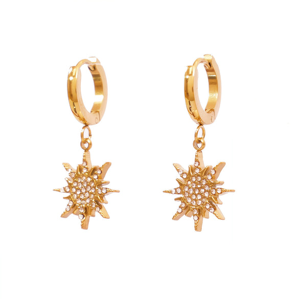Wholesale Women's Stainless Steel 18K Gold Plated Star Earrings With Exaggerated Niche Design