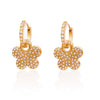 Wholesale Women's Stainless Steel 18K Gold Plated Star Floral Diamond Earrings With Exaggerated Niche Design