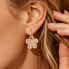 Wholesale Women's Stainless Steel 18K Gold Plated Star Floral Diamond Earrings With Exaggerated Niche Design