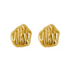 Wholesale Women's Stainless Steel 18K Gold Pleated Asymmetrical Geometric Electroplated Earrings