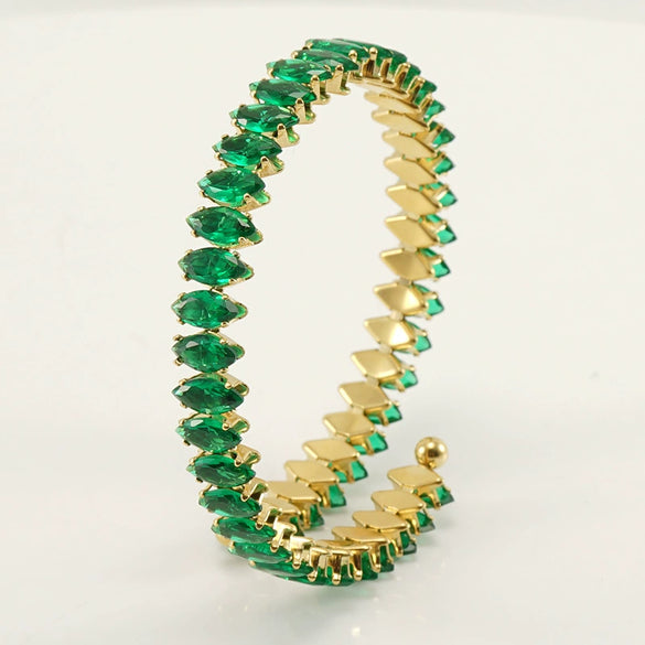 Wholesale Women's 316L Stainless Steel 18K Gold Vacuum Plated Geometric Diamond Bracelet