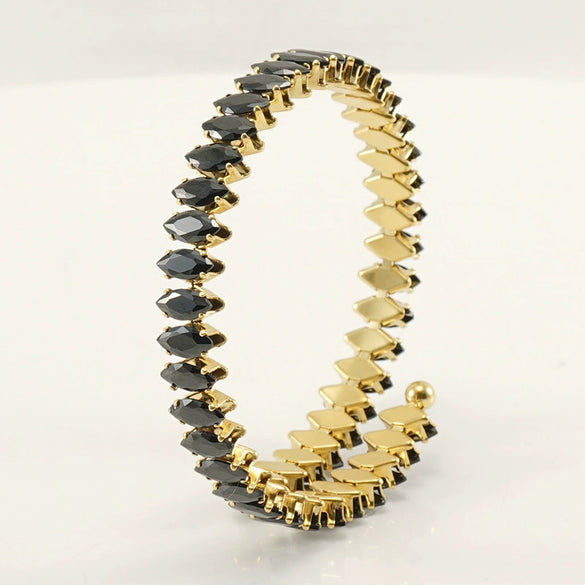 Wholesale Women's 316L Stainless Steel 18K Gold Vacuum Plated Geometric Diamond Bracelet