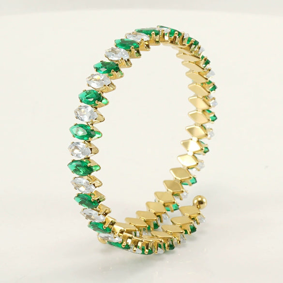 Wholesale Women's 316L Stainless Steel 18K Gold Vacuum Plated Geometric Diamond Bracelet