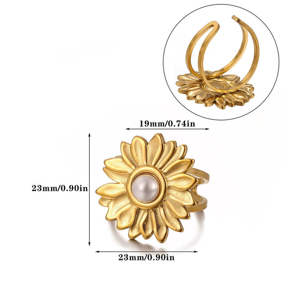 Wholesale Women's Stainless Steel 18K Goldinlaid Fruitshaped Open Ring Light Luxury Geometric Accessories