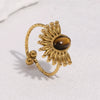 Wholesale Women's Stainless Steel 18K Goldplated Flowershaped Ring With Simple Style