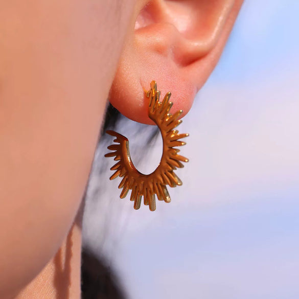 Wholesale Women's Stainless Steel 18K Goldplated Geometric Pattern Fashion Earrings
