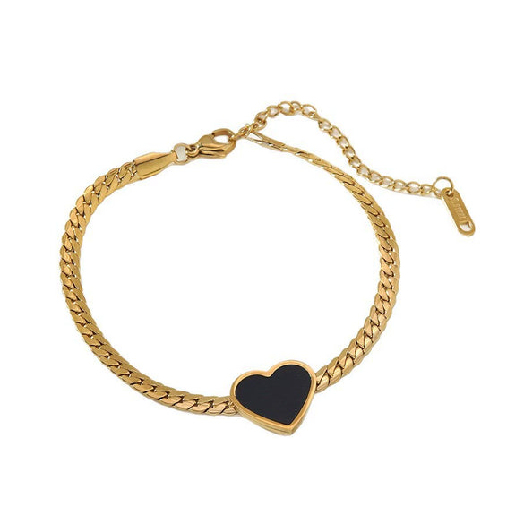 Wholesale Women's Stainless Steel 18K Goldplated Heartshaped Bracelet For Office Ladies