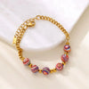 Wholesale Women's Stainless Steel 18K Macaron Beaded Geometric Volcanic Stone Dripping Oil Simple Ancient Style Minimalist Bracelet Jewelry