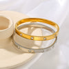 Wholesale Women's Stainless Steel 18K Plated Round Convex Zircon Buckle Bracelet Electroplated