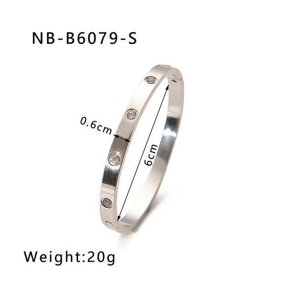 Wholesale Women's Stainless Steel 18K Plated Round Convex Zircon Buckle Bracelet Electroplated