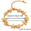 Wholesale Women's Stainless Steel 18K Real Gold Plated Animal Zodiac Starfish And Shell Bracelet