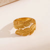 Wholesale Women's Stainless Steel Leaf And Flower Rings With Gold Electroplating