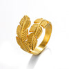 Wholesale Women's Stainless Steel Leaf And Flower Rings With Gold Electroplating