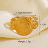 Wholesale Women's Stainless Steel Leaf Geometric Lines Cross Opening Adjustable Ring With Electroplating