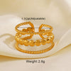 Wholesale Women's Stainless Steel Leaf Geometric Lines Cross Opening Adjustable Ring With Electroplating