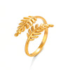 Wholesale Women's Stainless Steel Leaf Open Ring 18K Gold Plated