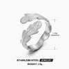 Wholesale Women's Stainless Steel Leaf Ring Opening Adjustable Electroplated Design